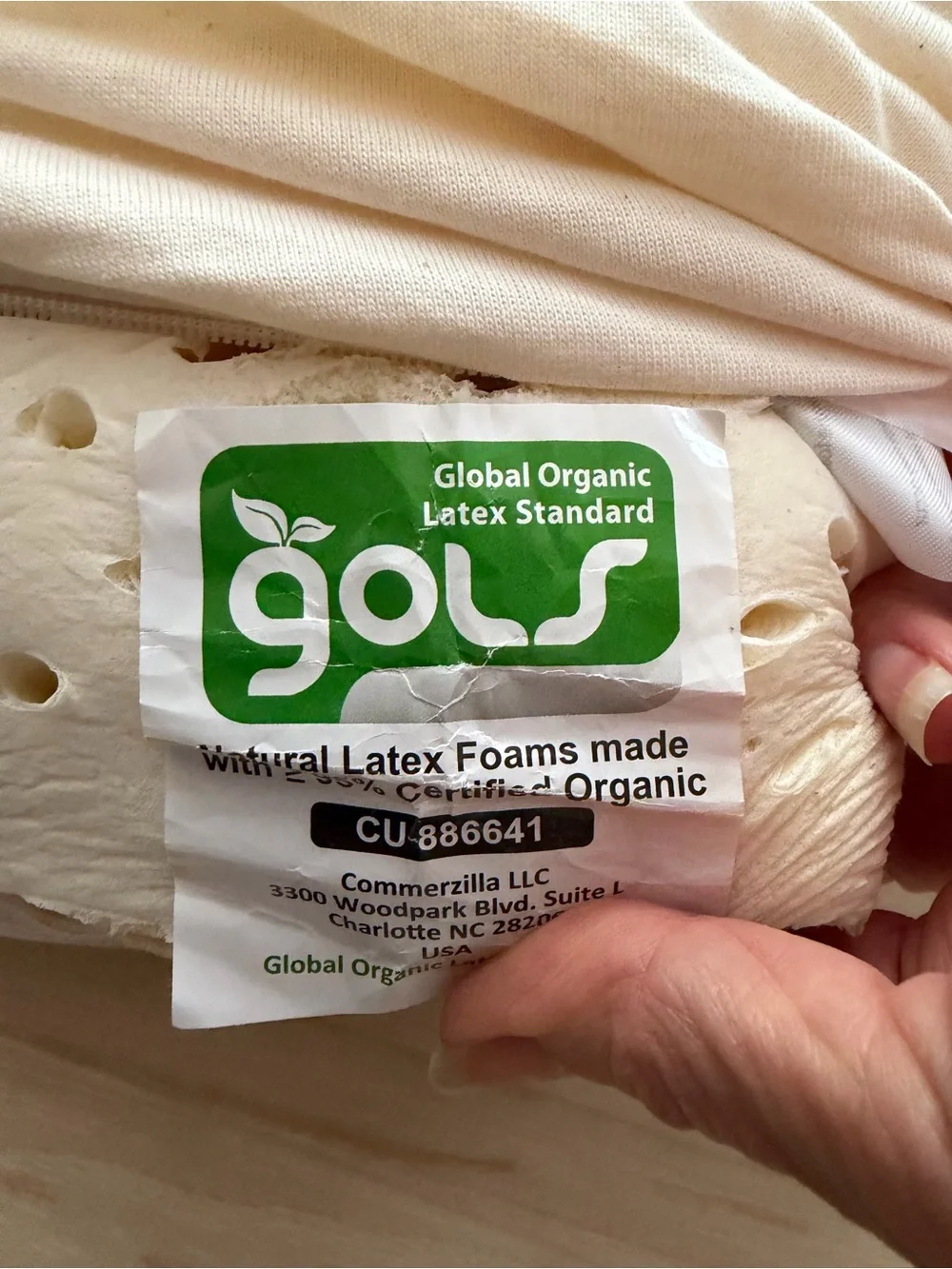 Organic Latex Standard Pillow in Cotton Case.